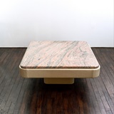 DE SEDE DS-3011 COFFEE TABLE IN RED GRANITE AND LEATHER
